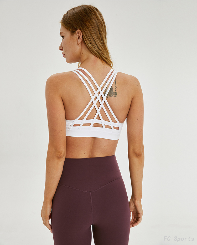 FC Sports Color Contrast Underwear Yoga Fitness Belt Beauty Back Gather Shockproof Running Wear Bra Women Wholesale