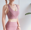 High-strength anti-vibration gathering sports bra Mesh stitching yoga bra