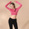 Breathable and quick-drying exposed navel workout clothes crop tops sport yoga long-sleeved