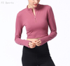 Yoga Wear crop tops T-Shirt Long Sleeve Half Zipper Workout Sports T-Shirt