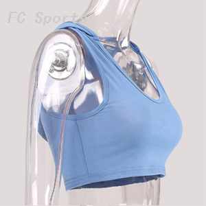 Women Sports Top With Hat Sexy Sportswear Crop Sleeveless O Neck Hoodie Suit Gym Female Short Blue T-Shirt Fitness Jogging Suits