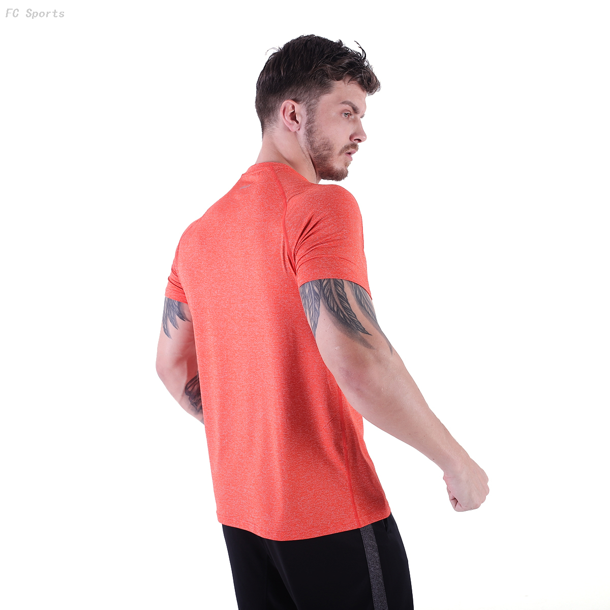 FC Sports Men Clothing Tee Shirts Round Neck Print Tops Gym Yoga Train Wear Running Garments