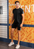 Hawiton Two Piece Set Men Short Sleeve T Shirt Cropped Top+Shorts Men's Tracksuits 2019 New Causal Sportswear Tops Short Trouser