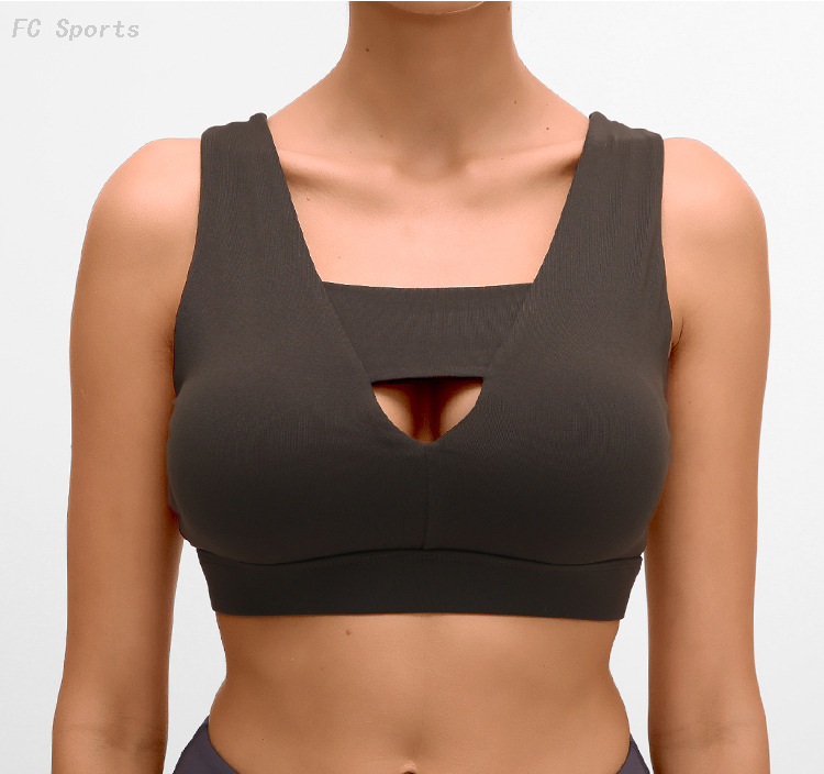 FC Sports New Deep V Sports Bra Gathered Shockproof Support Training Vest-style Beauty Back Yoga Sports Underwear Female