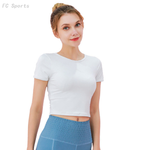 Yoga wear T-shirt short-sleeved sports shirt female fitness round neck 