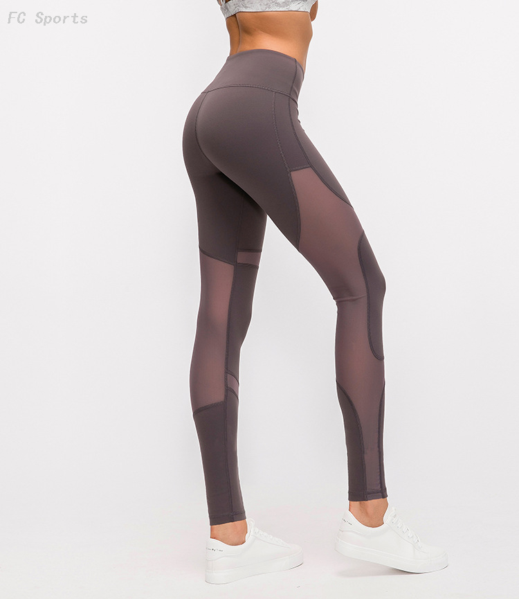 FC Sports 2019 Autumn New Stitching Mesh Yoga Pants Women Naked Feel Hair Quick-drying Breathable Running Nine Pants