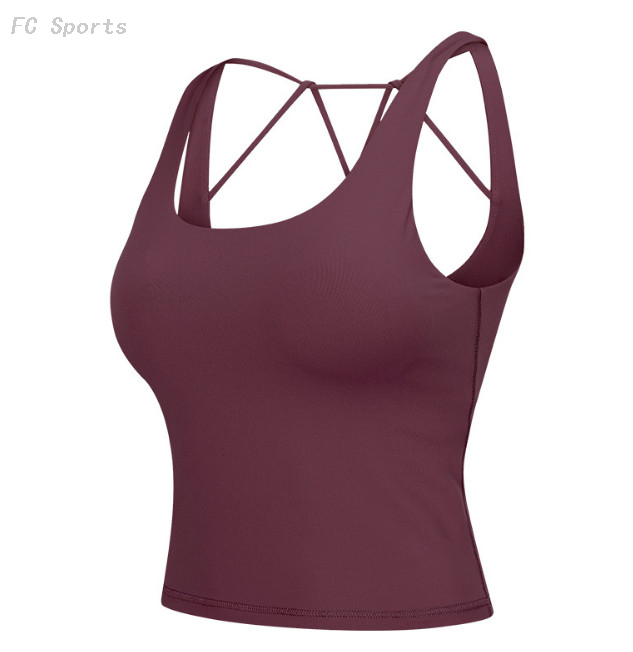 Running fitness yoga vest female with chest pad quick-drying cross backless sports underwear
