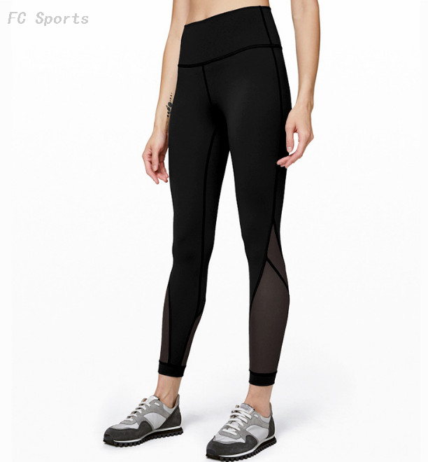 Yoga pants women high waist tight elastic mesh stitching sports running fitness pants