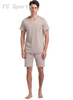 Two Piece Set Men Short Sleeve T Shirt Cropped Top+Shorts Men's Tracksuits 2019 New Causal Sportswear Tops Short Trouser
